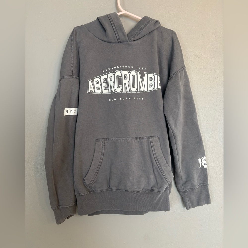 abercrombie kids Charcoal Gray Logo Crewneck Hoodie